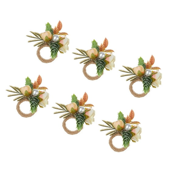 Set of 6 Spring Flower Napkin Holders Rings Multipurpose Napkin Rings for Banquets Gatherings or as Home Decoration