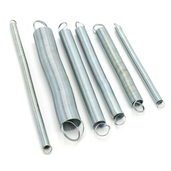 Set of 6 Springs - Steel - Looped Ends - Flexible Length Approximately 10-20cm