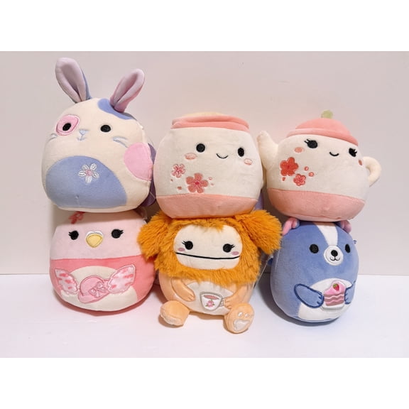 Set of 6 Squishmallows 2026 Easter Squad 5" Bigfoot Teacup Bunny Skunk Mini Plush dolls