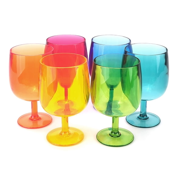 Set of 6 Stackable 12 oz Acrylic Goblets - Unbreakable BPA-Free Shatterproof Tumblers for Indoor & Outdoor Use