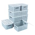 thumbnail image 1 of ANMINY Stackable Lace-Design Storage Bins, Blue, 6 Count Pack, 1 of 7