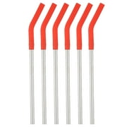 Set of 6 Stainless Steel Reusable Metal Straws with Silicone Flex Tips Elbows Cover, Metal Drinking Straws