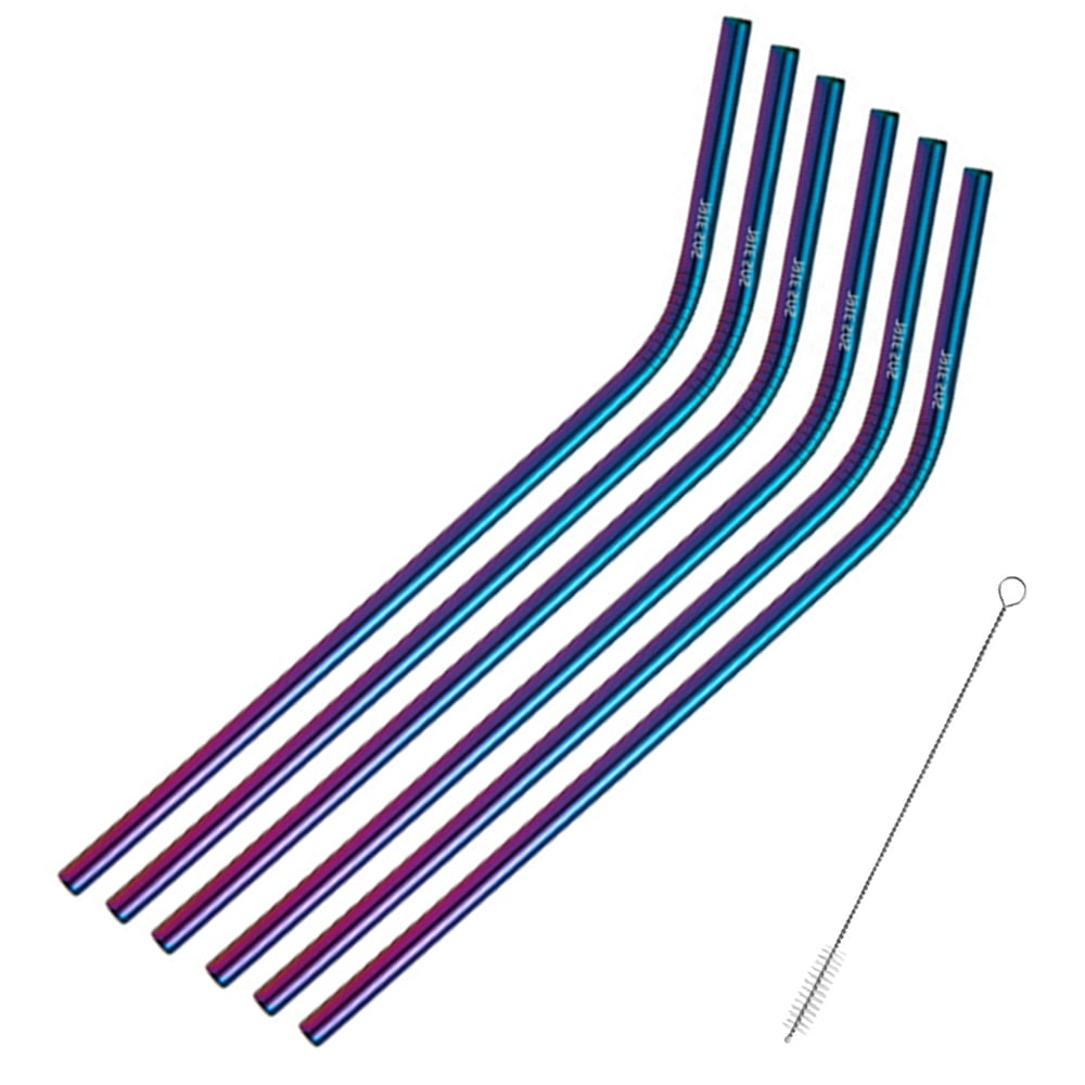 Set of 6 Stainless Steel Straws, Reusable Metal Straws for Tumblers