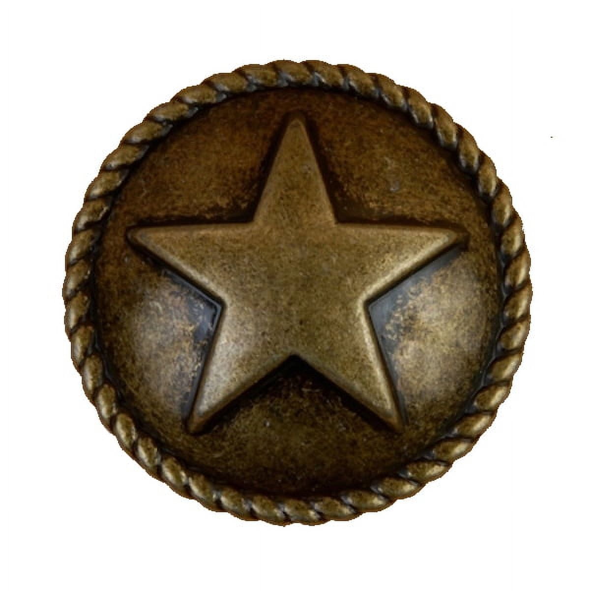 Set of 6 Star with Rope Drawer Cabinet Pull or Knob in Antique Brass