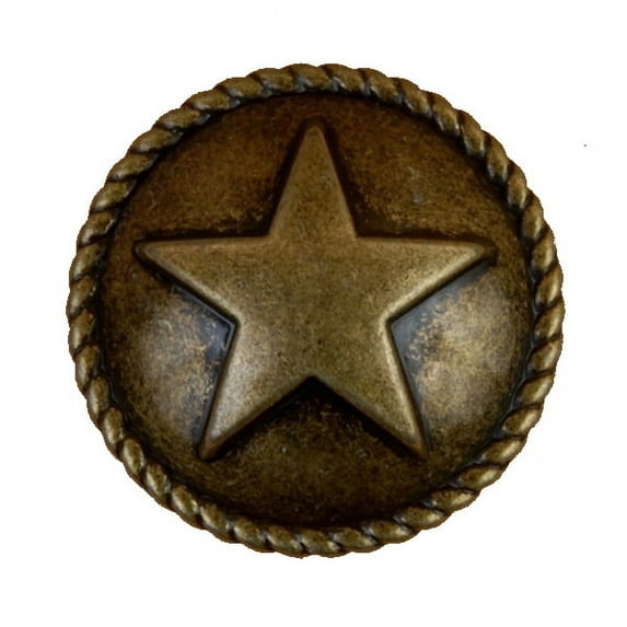 Set of 6 Star with Rope Drawer Cabinet Pull or Knob in Antique Brass