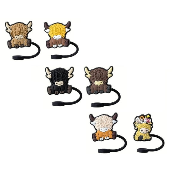 Set of 6 Straw Plug Decoration Lovely Straw Cover for Cups Practical Drinkings Straw Hat Lid Protectors