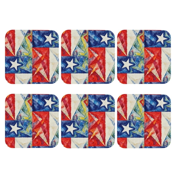 Set of 6 Texas Flag Drink Coasters for Coffee Table Leather Coaster for Decor Housewarming Square