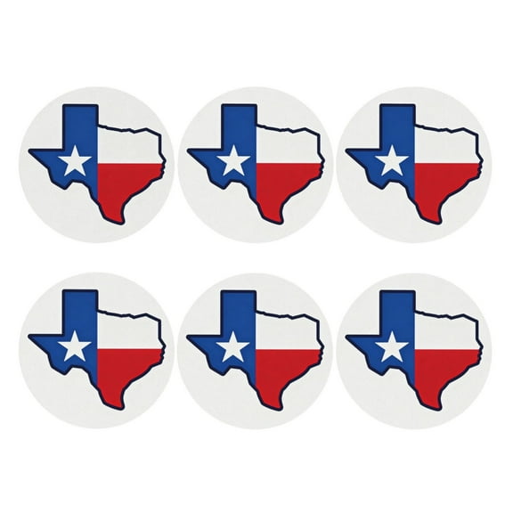 Set of 6 Texas Flag Map Drink Coasters for Coffee Table Leather Coaster for Decor Housewarming Round Shape