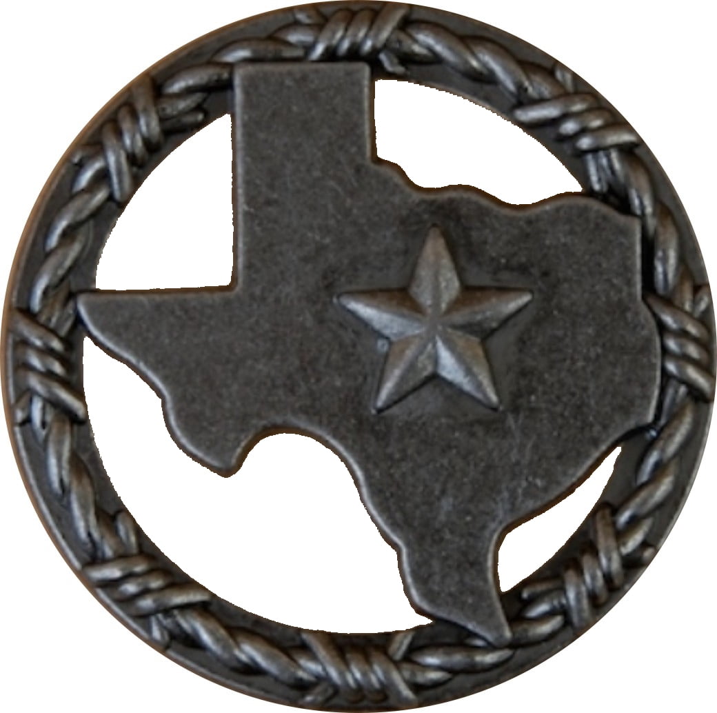 Set of 6 Texas with Barbwire Drawer Cabinet Knob in Old Silver