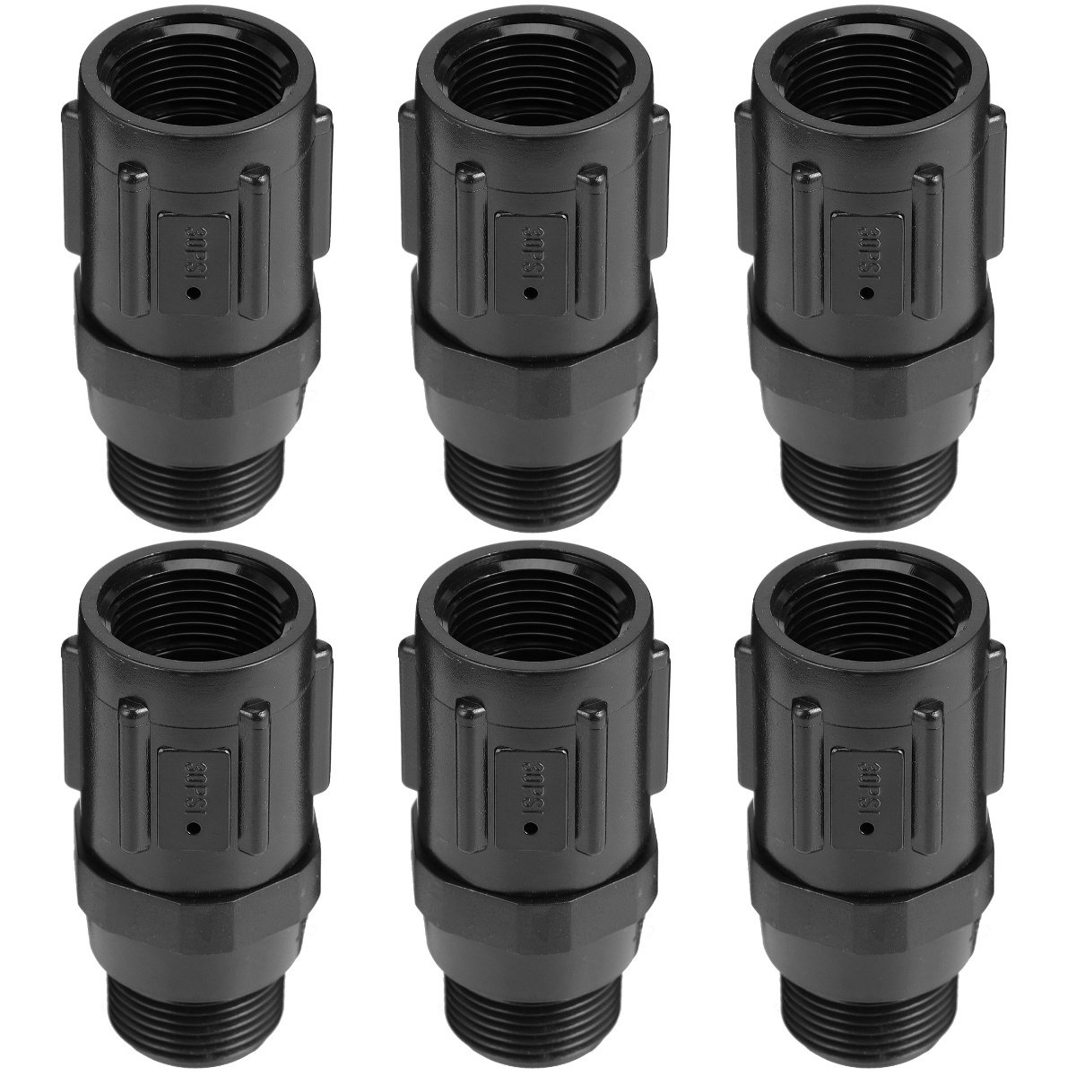 Set of 6 Threaded Interface Hose Pressure Reducer for Drip Irrigation ...