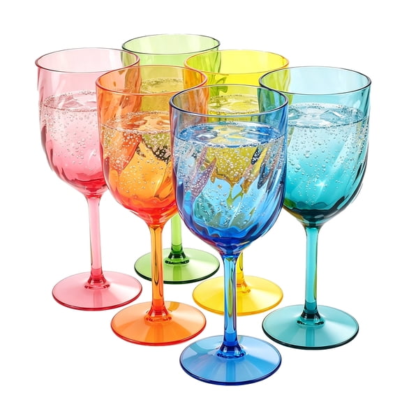 Yongzhenlite Wine Goblets, Bpa-Free Shatterproof Crystal Clear Acrylic 15 oz, Set of 6, Reusable Drink Cups for Indoor & Outdoor Use