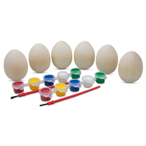 Set of 6 Unpainted Unfinished Wooden Easter Eggs 2.5 Inches