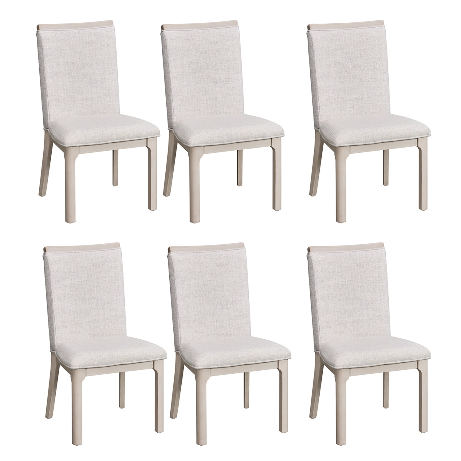 Set of 6 Upholstered Solid Wood Dining Chairs – High Back