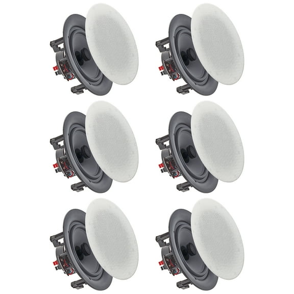 Vaiyer 5.25 Inch 2-Way Flush Mount In-Wall Speakers Set of 6 175W 8 Ohm Black