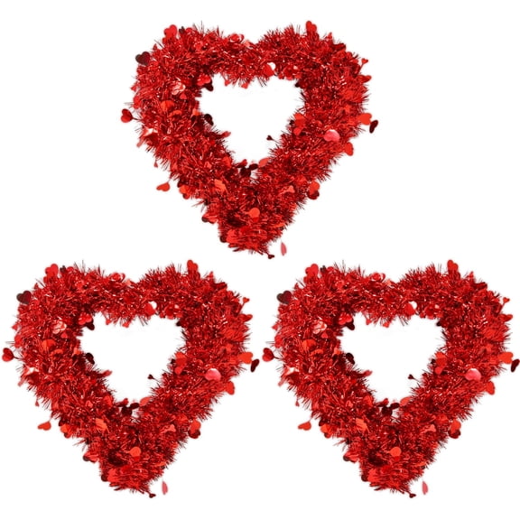 Set of 6 Valentine Wreaths Red Tinsel 38 x 34 cm in a tight polybag with Gift Boutique Label