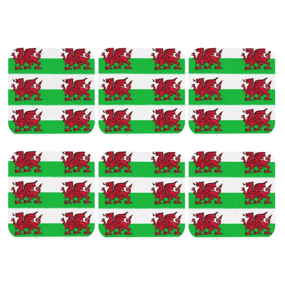 Set of 6 Welsh Dragon Flag Drink Coasters for Coffee Table Leather Coaster for Decor Housewarming Square
