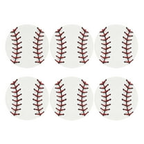 Set of 6 White Baseball Drink Coasters for Coffee Table Leather Coaster for Decor Housewarming Round Shape
