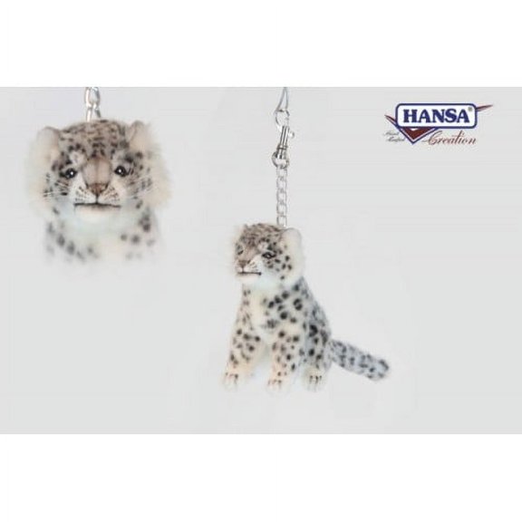 Set of 6 White and Black Handcrafted Snow Leopard Keychain 7"