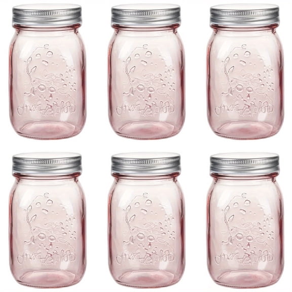 Set of 6 Wide-Mouth Quart Canning Jars, 16 Ounces Each, with Lids; Ideal for Storage, Pickling, Preserving, Fermenting, And Crafts And Decorations