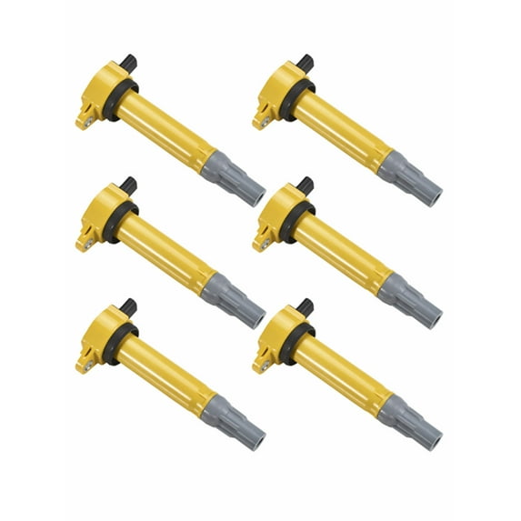 Set of 6 Yellow Color Ignition Coil Compatible with 2008-2010 Dodge Avenger 2.7L V6 2736cc 167ci Replacement for UF502 GN10310