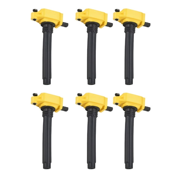 Set of 6 Yellow Color Ignition Coils Compatible with 2016-2017 Chrysler 300 3.6L 3604CC 220Cu. In. V6 Replacement for UF648 C1791