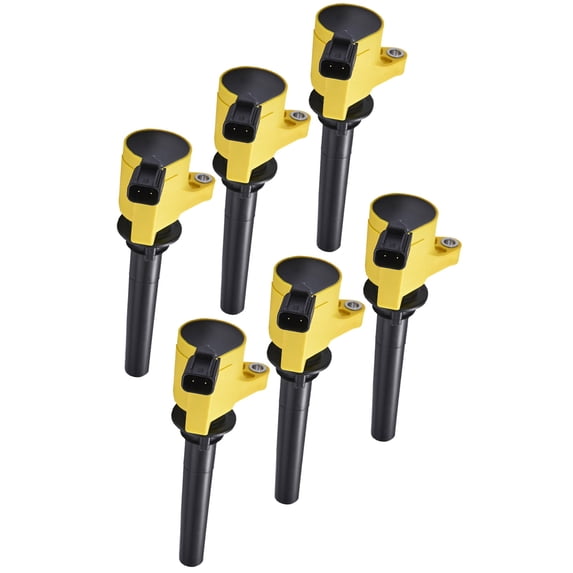 Set of 6 Yellow Ignition Coil Compatible with 2001-2006 Mazda Tribute All Sub Models 3.0L V6 Replacement for FD502 DG500 C1458