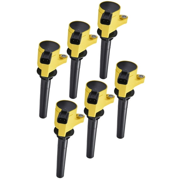 Set of 6 Yellow Ignition Coil Compatible with 2003-2008 Mazda 6 All Sub Models 3.0L V6 Replacement for FD502 DG500 C1458