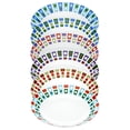 thumbnail image 1 of Set of 6 bowls in assorted multi color roulette patterns, 1 of 2