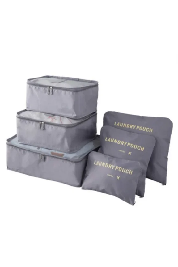 Set of 6 packing bags for suitcases, grey