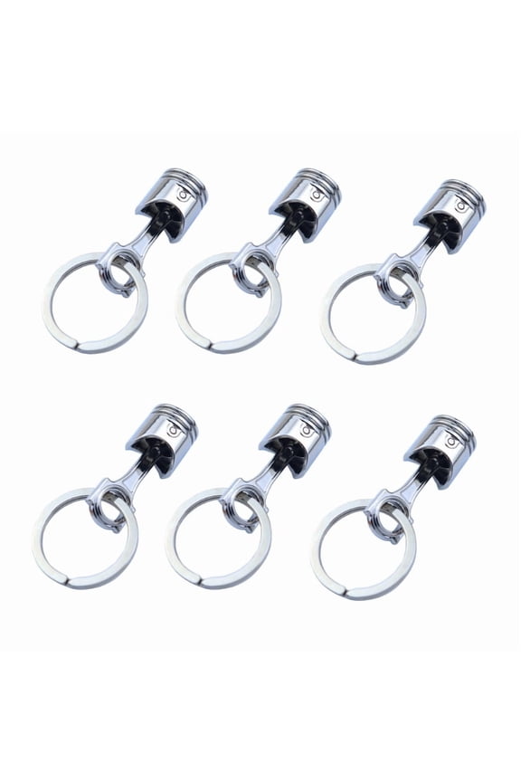 6Pcs/set Heavy Duty Alloy Car Engine Piston Keychain for Automotive Enthusiasts Mechanical Design Keyring Gift