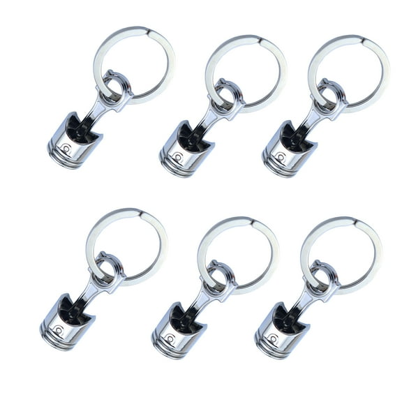 Set of 6pcs Automotive Metal Piston Keyring Wdie Muth Mechanical Charm Accessory for Car Lovers and Mechanics