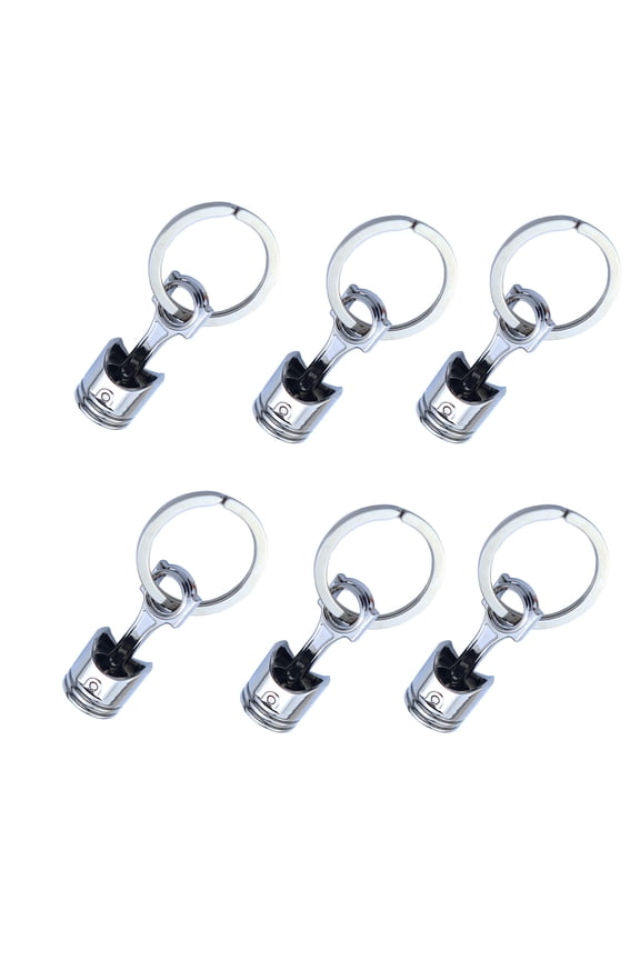 Set of 6pcs Automotive Metal Piston Keyring Wdie Muth Mechanical Charm Accessory for Car Lovers and Mechanics