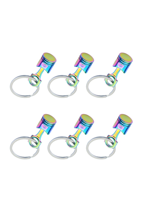 Set of 6pcs Industrial Engine Piston Keyring Alloy Metal Detachable Design Keychain Charm for Auto Modification Fan