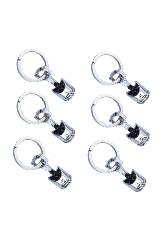 Set of 6pcs Industrial Engine Piston Keyring Alloy Metal Detachable Design Keychain Charm for Auto Modification Fan