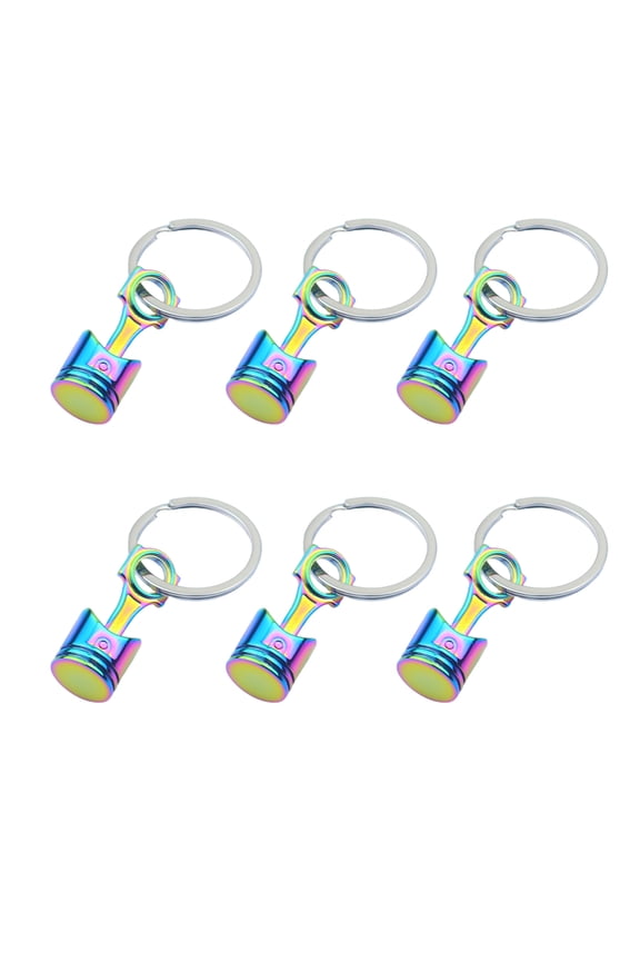 Set of 6pcs Industrial Engine Piston Keyring Alloy Metal Detachable Design Keychain Charm for Auto Modification Fan