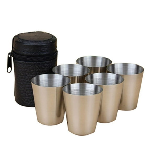 Set of 6pcs Stainless Steel Shot Glasses Drinking Vessel 70 ml (2oz) Stainless Steel Cups Shatterproof Pint Drinking Cups Metal Drinking Glasses
