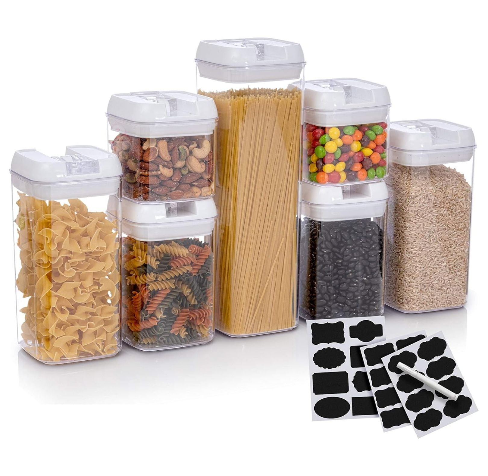 Set of 7 Airtight Food Storage Containers Pantry Organizer Bins, BPA