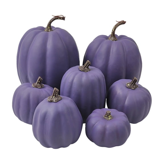 Set of 7 Artificial Dark Blue Pumpkins – Assorted Sizes for Fall Thanksgiving Halloween Table Centerpiece and Shelf Decor