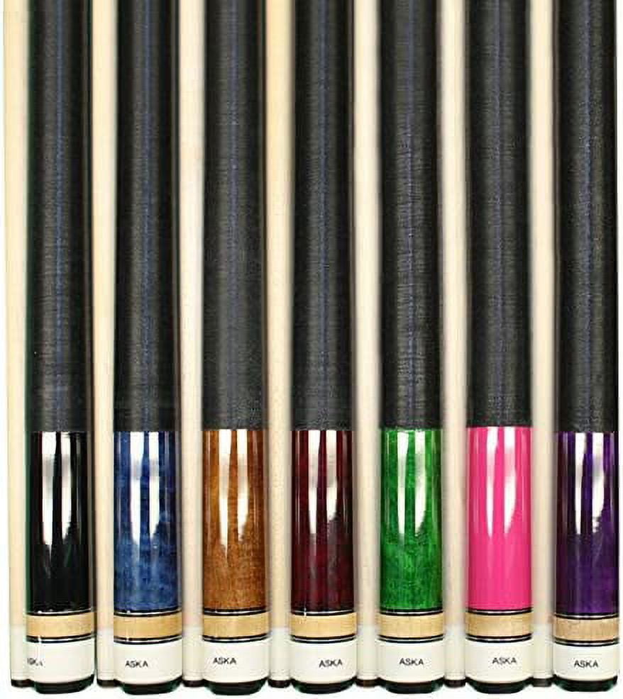 Set of 7 Aska L2 Billiard Pool Cue Sticks, 58" Hard Rock Canadian Maple