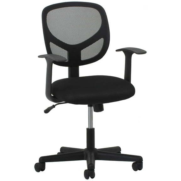 (Set of 7) Essentials by OFM ESS-3001 Swivel Mesh Back Task Chair with Arms, Black