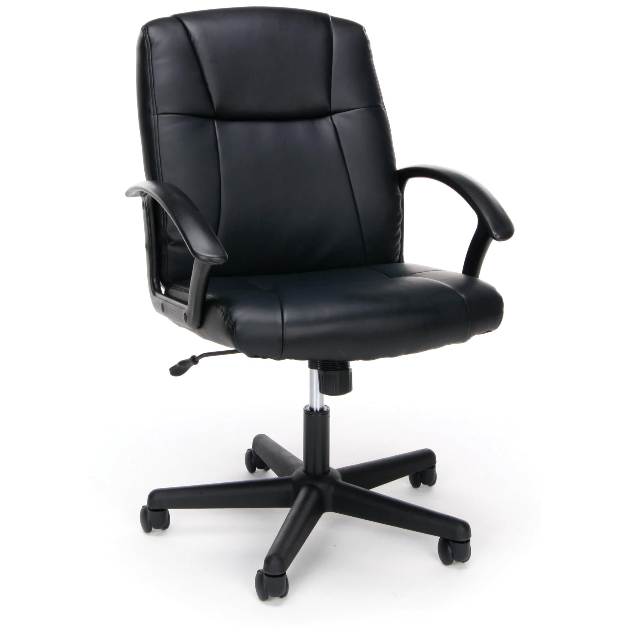(Set of 7) Essentials by OFM ESS-6000 Ergonomic Bonded Leather Executive Chair with Arms, Black