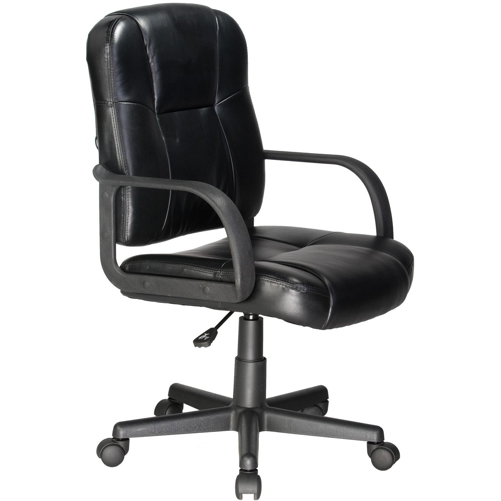 (Set of 7) RelaxZen 2-Motor Mid-Back Leather Office Massage Chair, Black