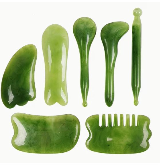 Set of 7 Resin Gua Sha Massage Tools for Facial, Back, and Neck Relief
