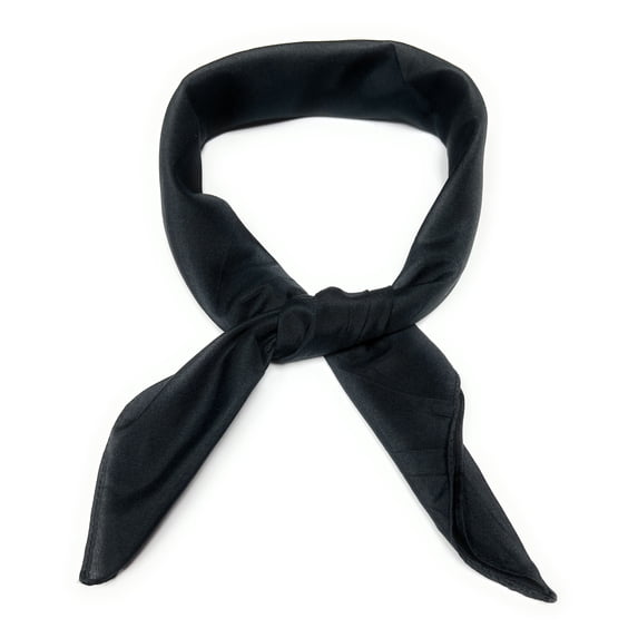 Set of 7 Solid Ribbon Scarves, Head Neck Pocket Square Scarf (Black)