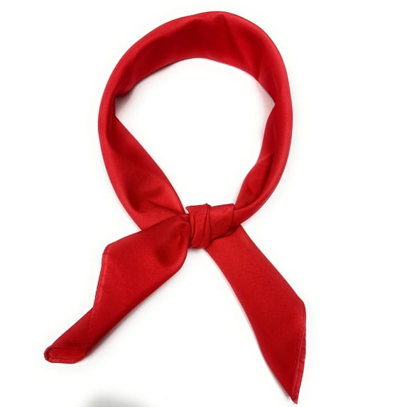 Set of 7 Solid Ribbon Scarves, Head Neck Pocket Square Scarf (Red)