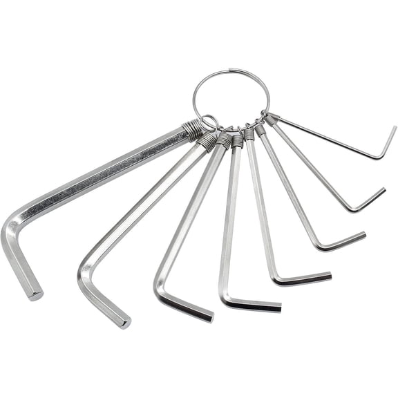 Set of 8 Allen Wrench Hex Key from 1.5 to 6 mm, L Shaped Spanner Set with Key Ring Metric Hexagon Wrench Repairing Tool