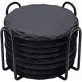 thumbnail image 1 of Set of 8 Black Coasters, 4 Inch Stone Coaster Set Coffee Table Decor Tabletop Protection for Home Office Kitchen Apartment Bar, 1 of 6