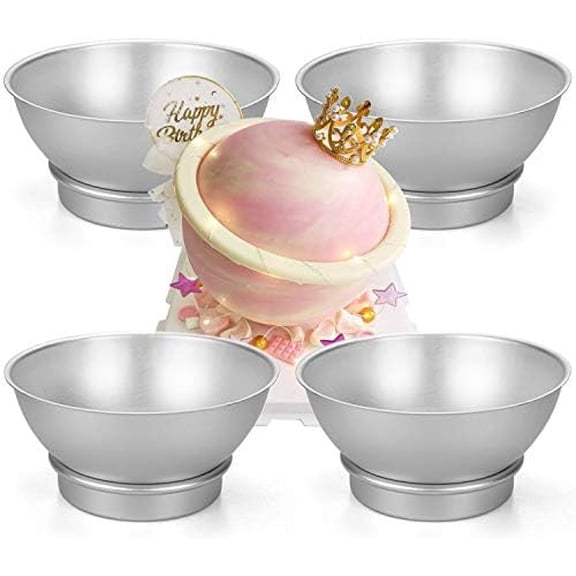 Set of 8 Cake Sphere Pan, 6.5 Inches 3D Sports Ball Cake Pan to Create Any Ball Shaped Cake, Includes 4 Semicircles and 4 Chassis