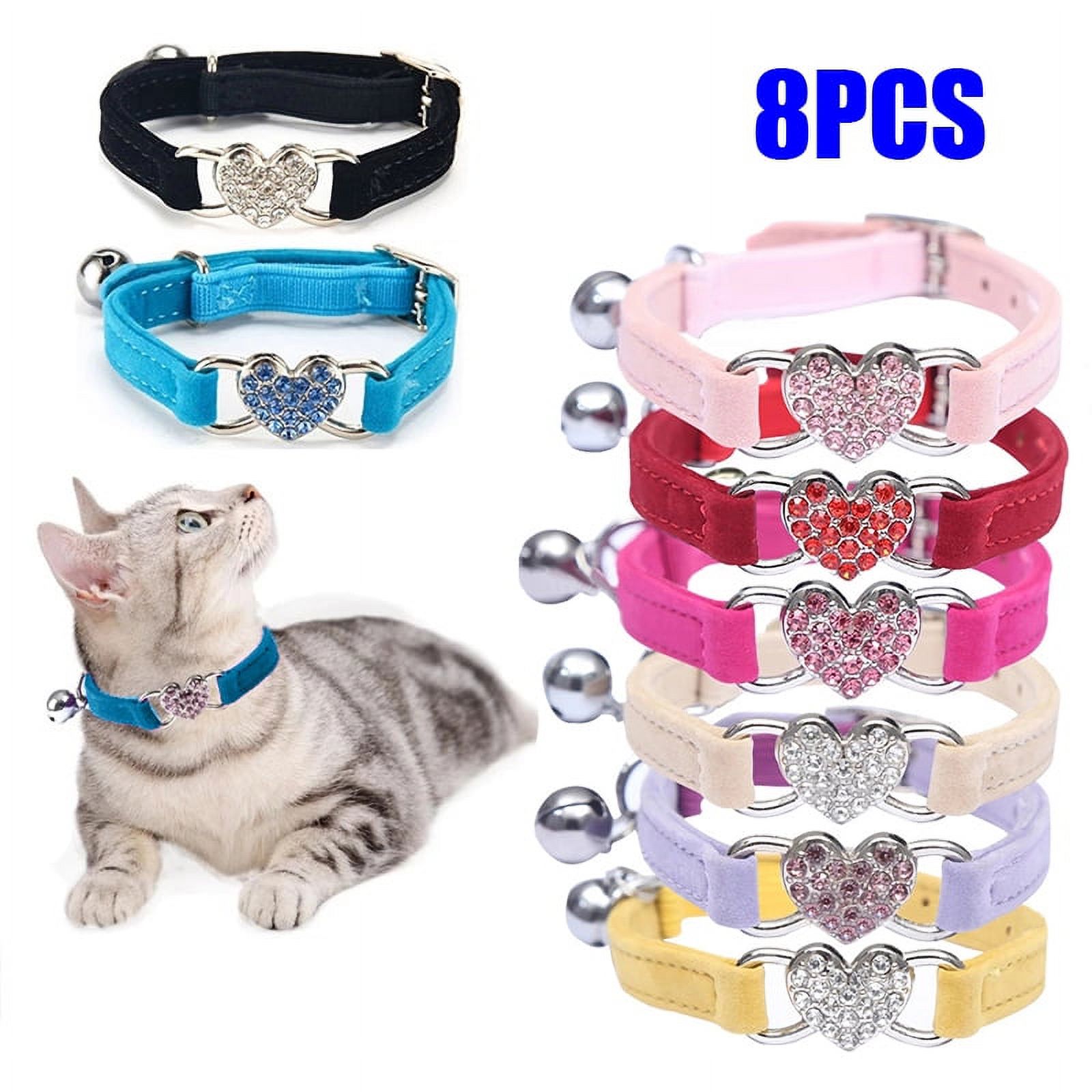 Set of 8 Cat Heart small Dog Collar Bell Collar