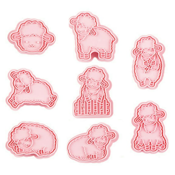 Set of 8 Cookie Cutters Sheep Shaped Biscuit Mold Baking Tool Kitchenware Plastic Material Baking Gift for Baking Lovers